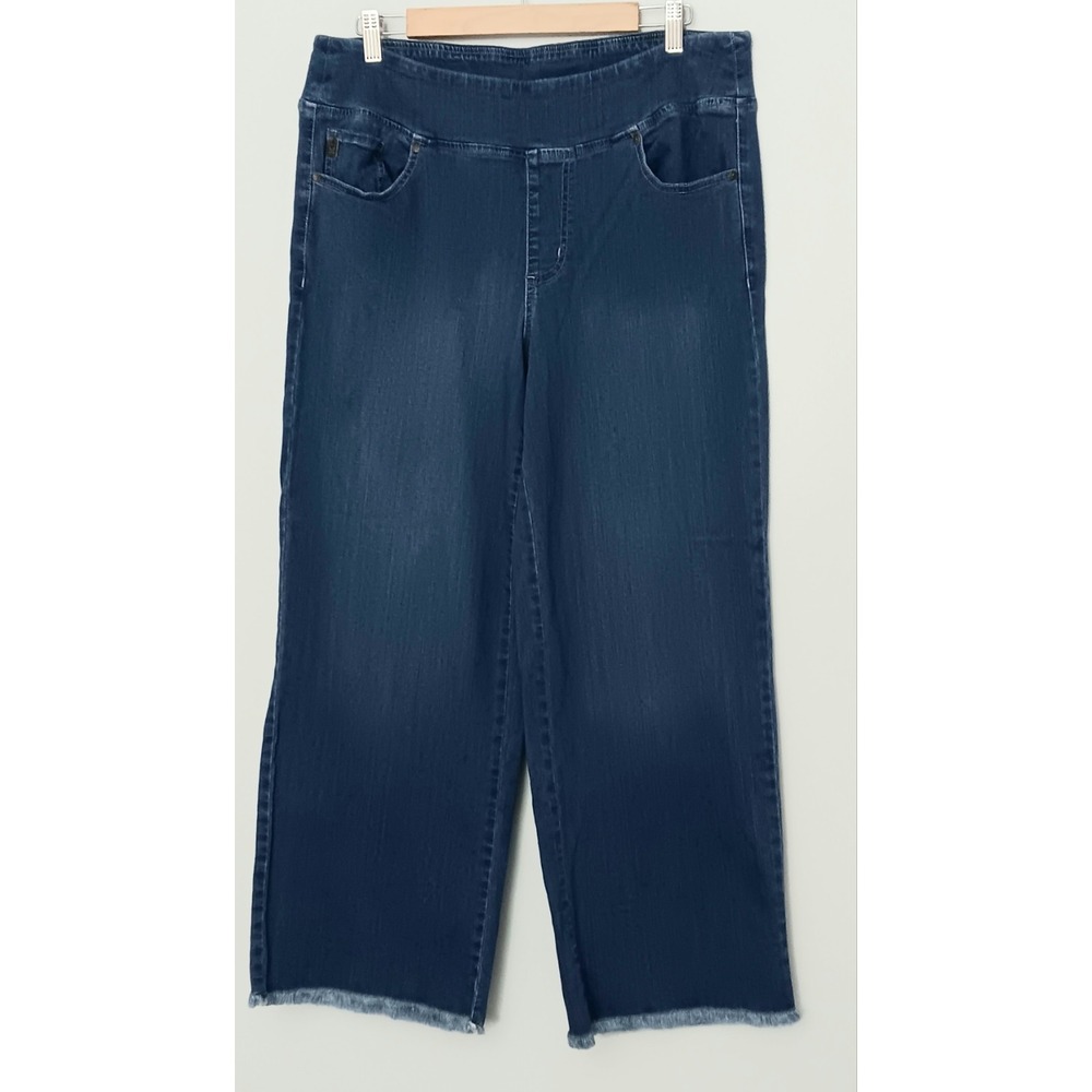 Belle by Kim Gravel Jeans Size 16 Tall TripleLuxe Denim Wide Leg Crop w/Fray